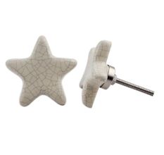 Cream Star Crackle Ceramic Knob